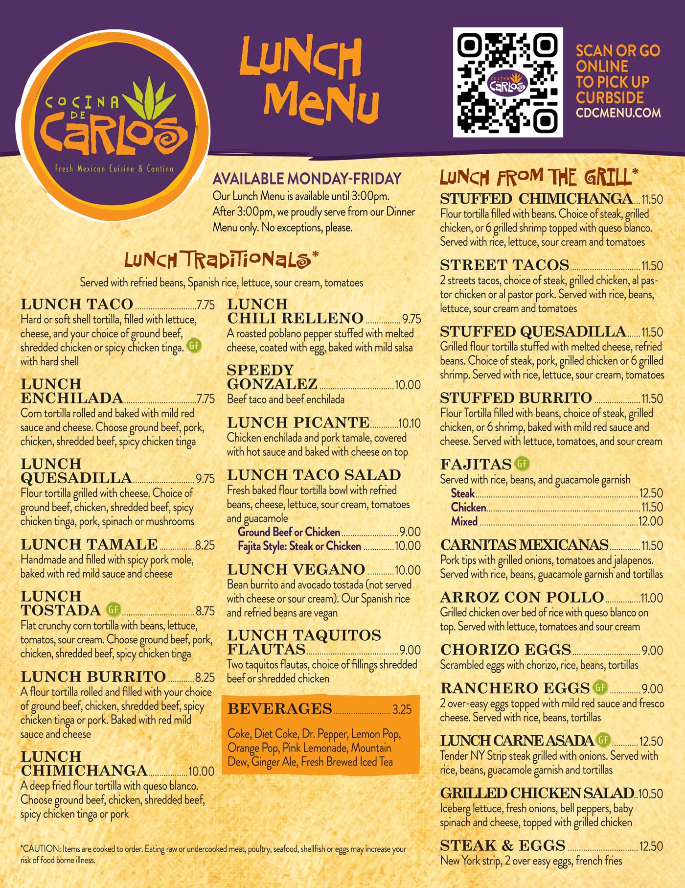 waterville lunch menu